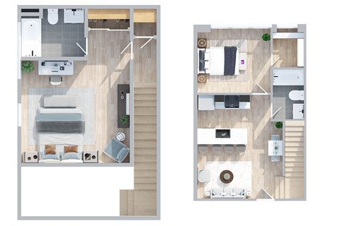 Floor plan for 2 beds, 2 baths, 845 sqft